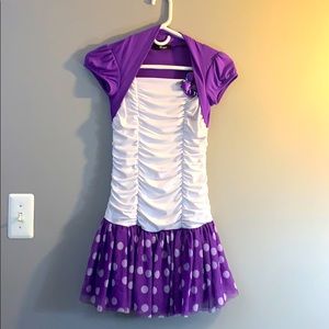 Adorable Purple and White Ribbed Dress for Girls